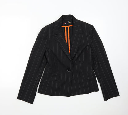 River Island Womens Black Striped  Jacket Suit Jacket Size 10