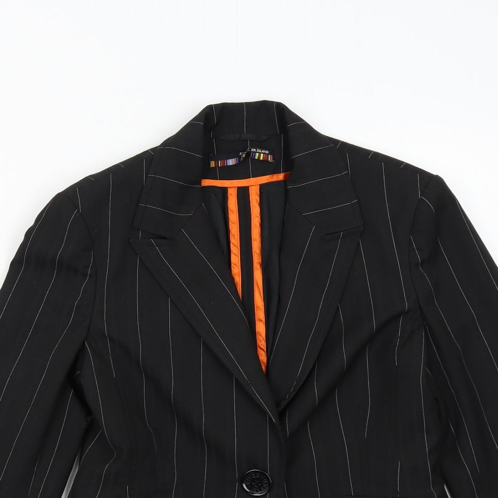 River Island Womens Black Striped  Jacket Suit Jacket Size 10