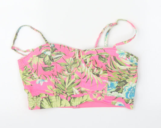 Primark Womens Pink Floral  Cropped Blouse Size 12