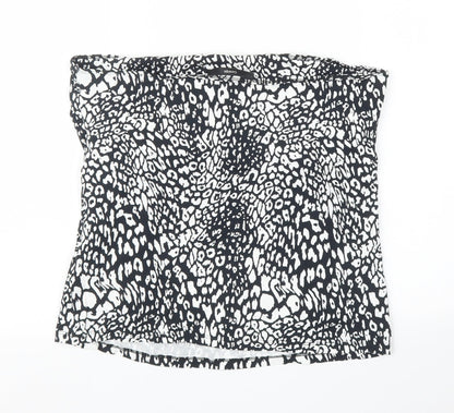 George Womens Black Animal Print  Cropped Blouse Size 16  - Leopard print