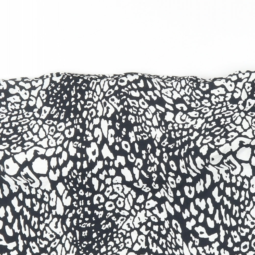 George Womens Black Animal Print  Cropped Blouse Size 16  - Leopard print