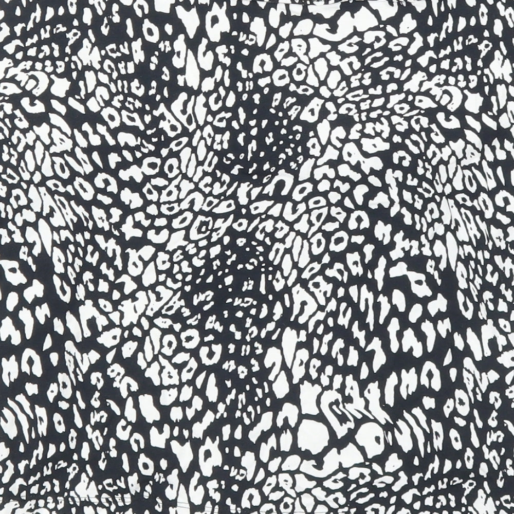 George Womens Black Animal Print  Cropped Blouse Size 16  - Leopard print
