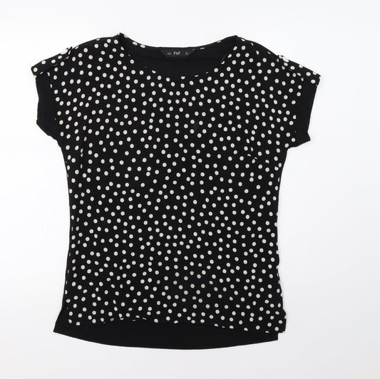F&F Womens Black Polka Dot  Basic Blouse Size 6