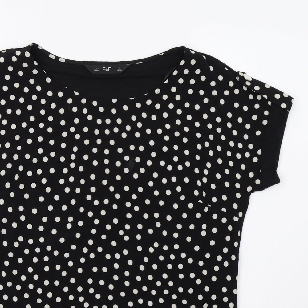 F&F Womens Black Polka Dot  Basic Blouse Size 6