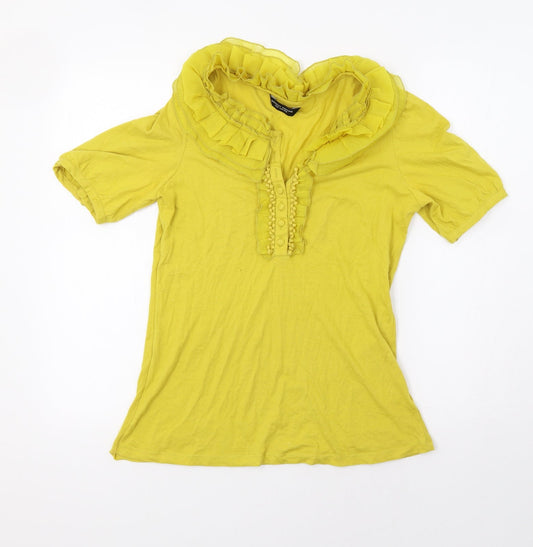 Womens UK Size 12 Dorothy Perkins Yellow Basic T-Shirt