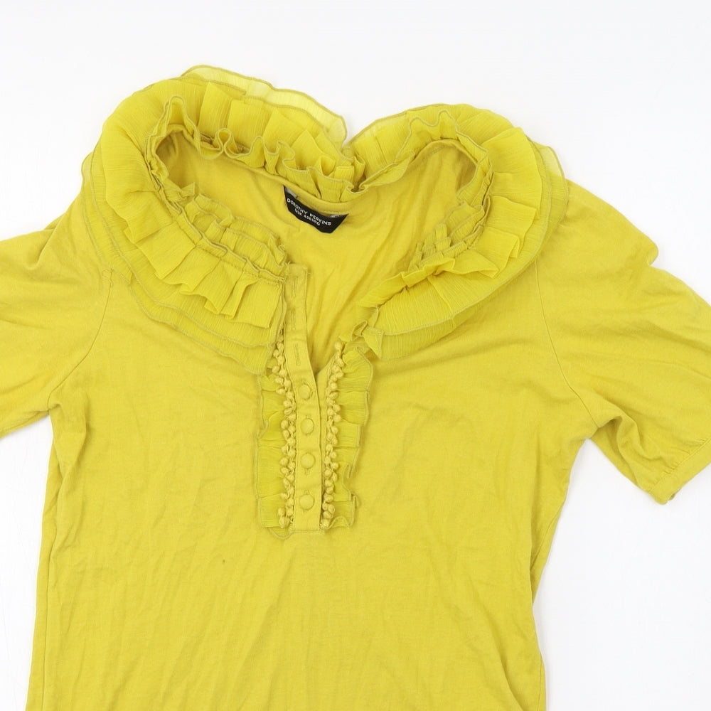 Womens UK Size 12 Dorothy Perkins Yellow Basic T-Shirt