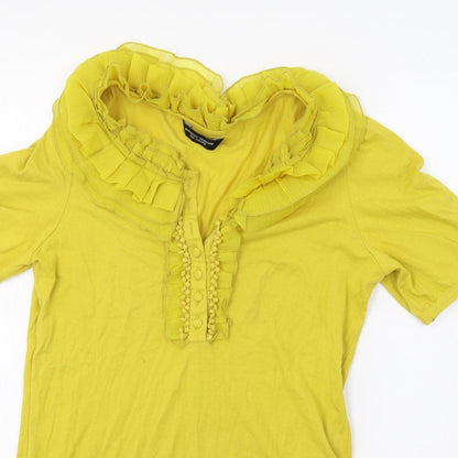 Womens UK Size 12 Dorothy Perkins Yellow Basic T-Shirt