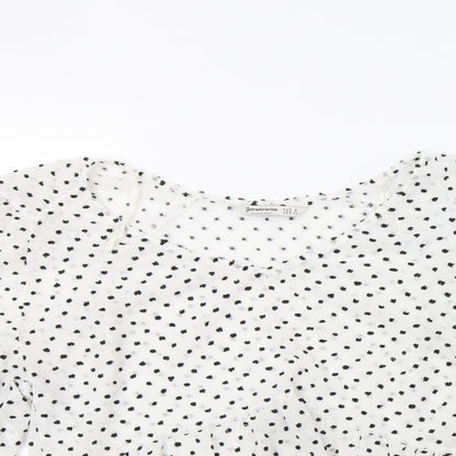 Womens UK Size S Stradivarius White Basic Blouse