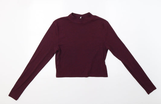 Womens UK Size L H&M Purple Cropped T-Shirt