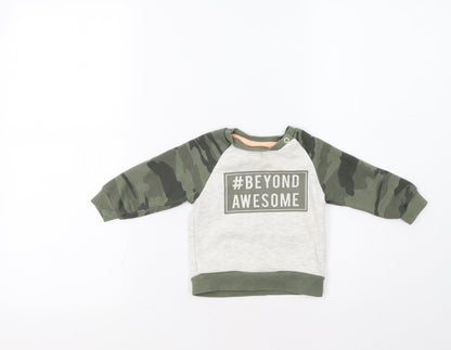 Primark Baby Grey Camouflage  Pullover Jumper Size 6-9 Months