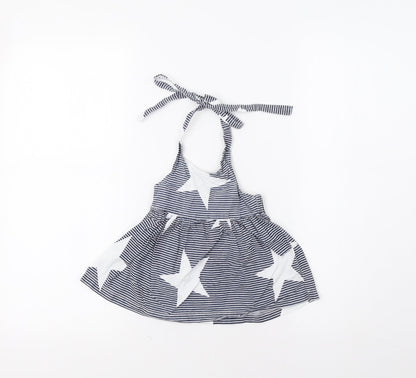 Preworn Baby Blue Striped  A-Line  Size 6-9 Months