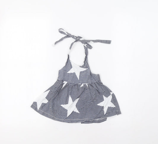 Preworn Baby Blue Striped  A-Line  Size 6-9 Months