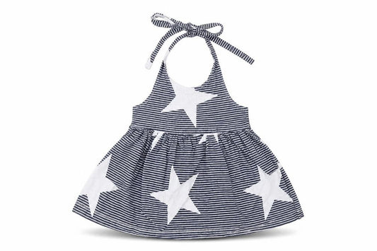 Preworn Baby Blue Striped  A-Line  Size 6-9 Months