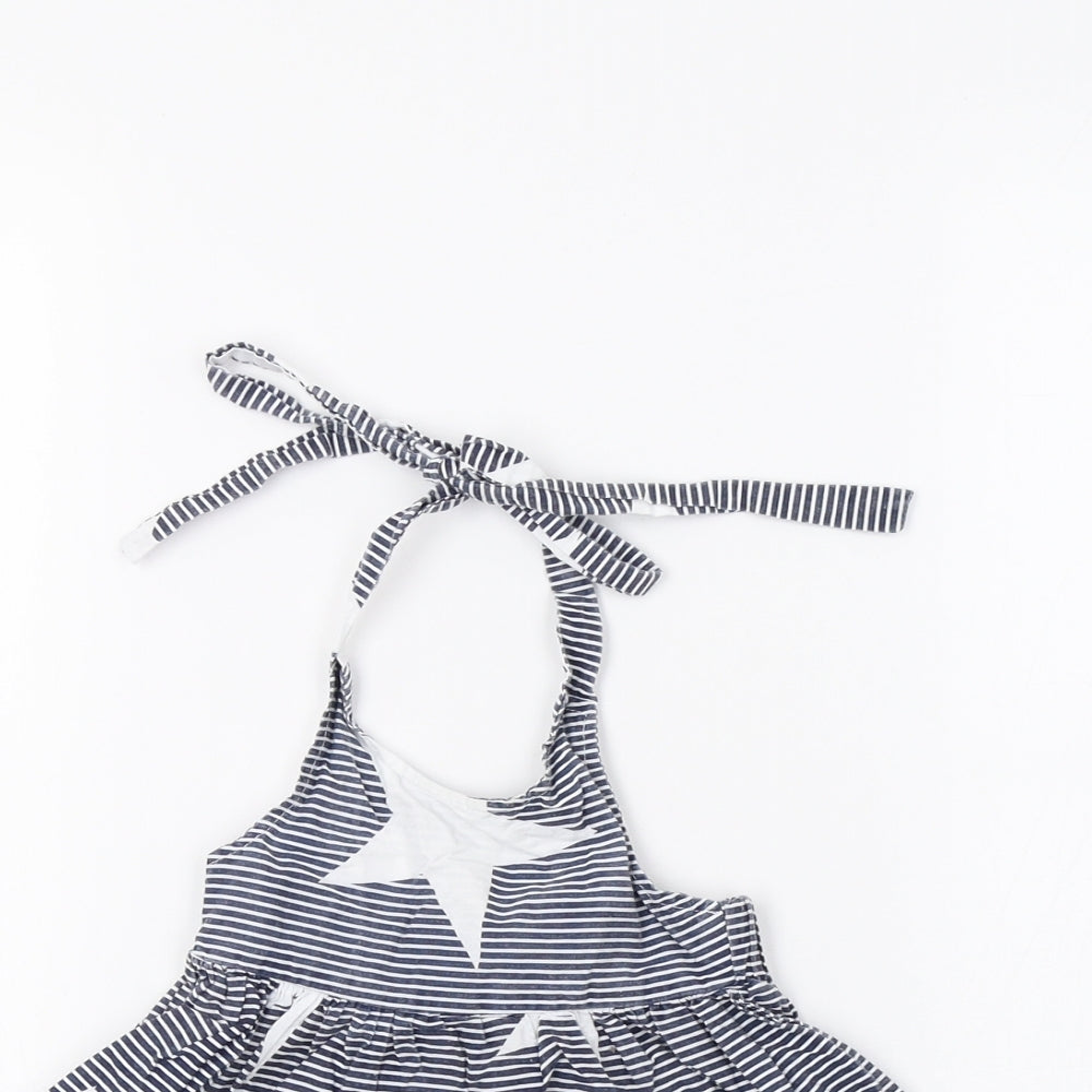 Preworn Baby Blue Striped  A-Line  Size 6-9 Months