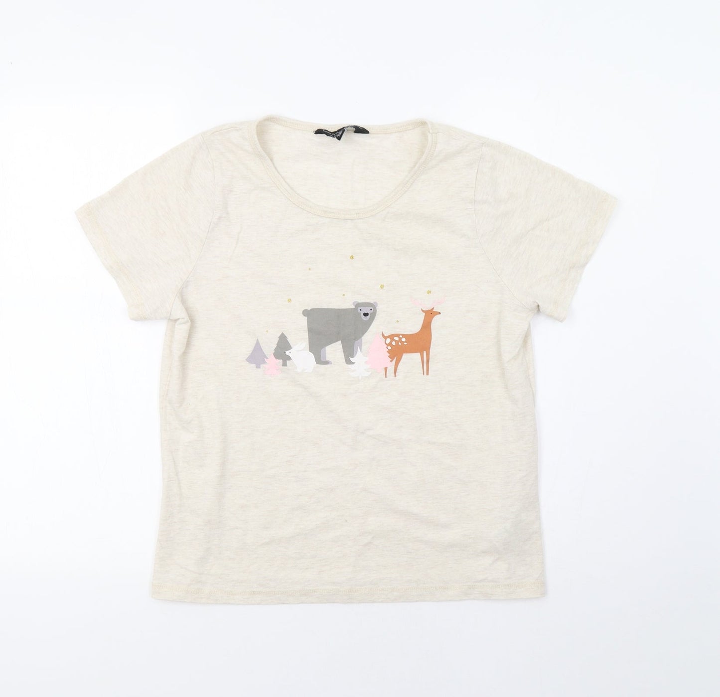 Womens UK Size M Dorothy Perkins Beige Basic T-Shirt