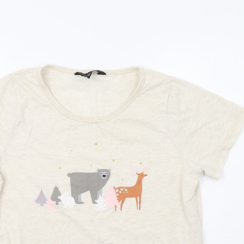 Womens UK Size M Dorothy Perkins Beige Basic T-Shirt