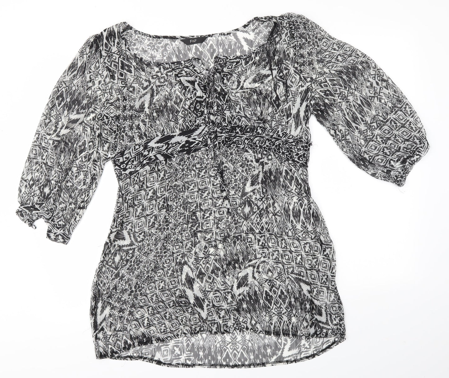 F&F Womens Multicoloured   Basic Blouse Size 12  - SHEER