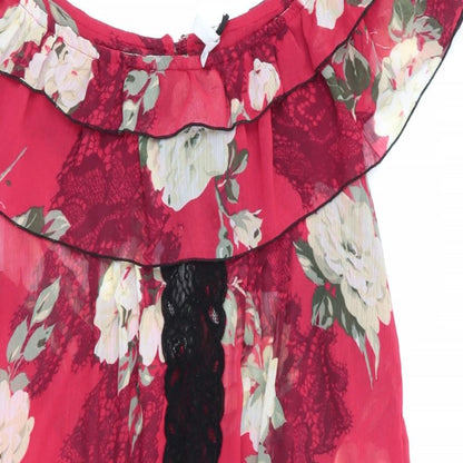 Made with Love Womens Red Floral  Chemise Dress Size 12  - Sheer