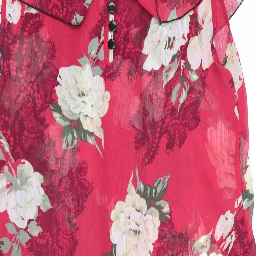 Made with Love Womens Red Floral  Chemise Dress Size 12  - Sheer