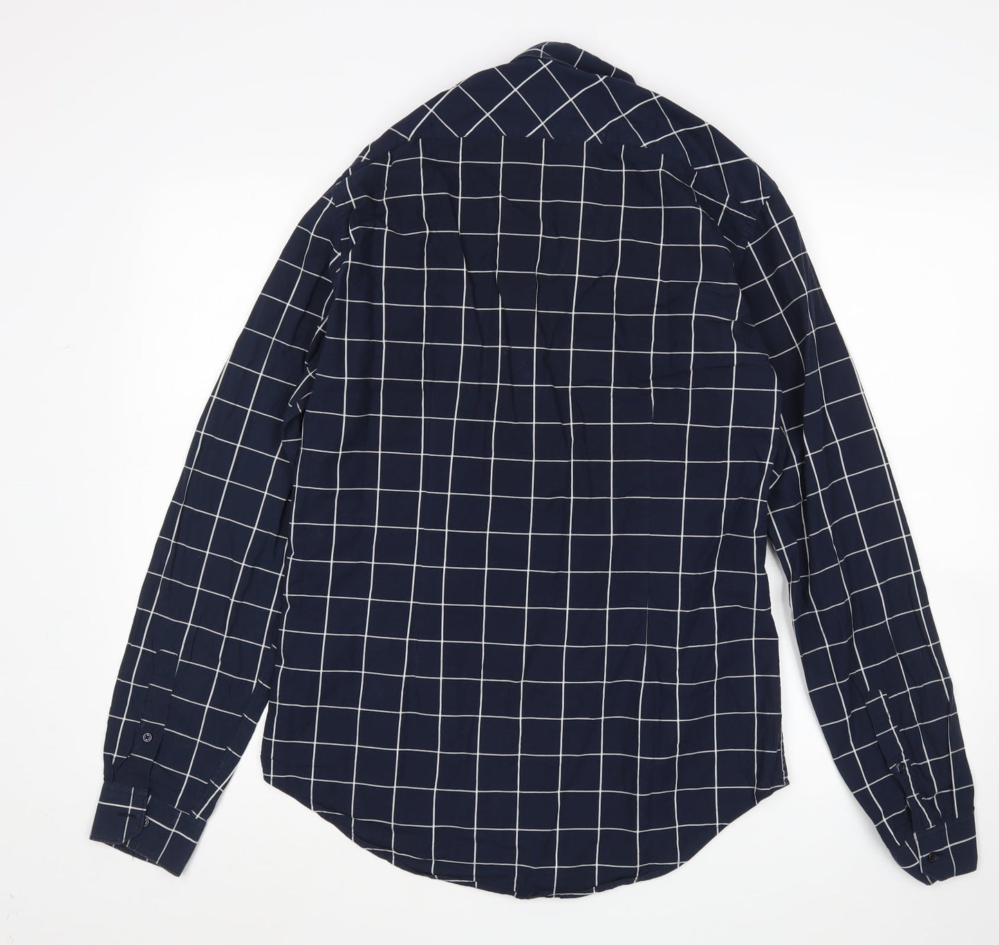 Zara Mens Blue Check   Button-Up Size L