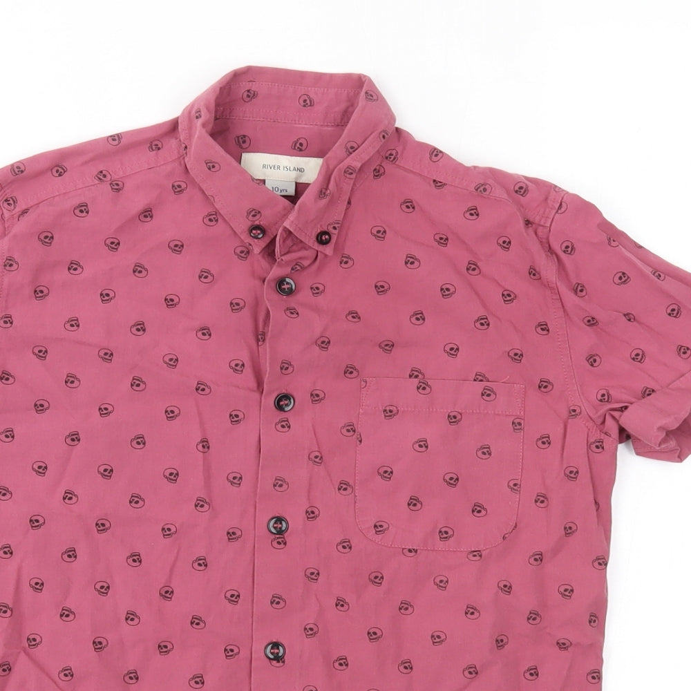 River Island Boys Pink Polka Dot  Basic Button-Up Size 10 Years