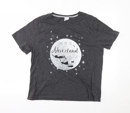 New Look Womens Grey    Pyjama Top Size L  - take me to neverland