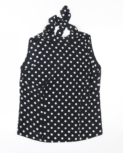 maria bellesy Womens Black Polka Dot  Basic Blouse One Size