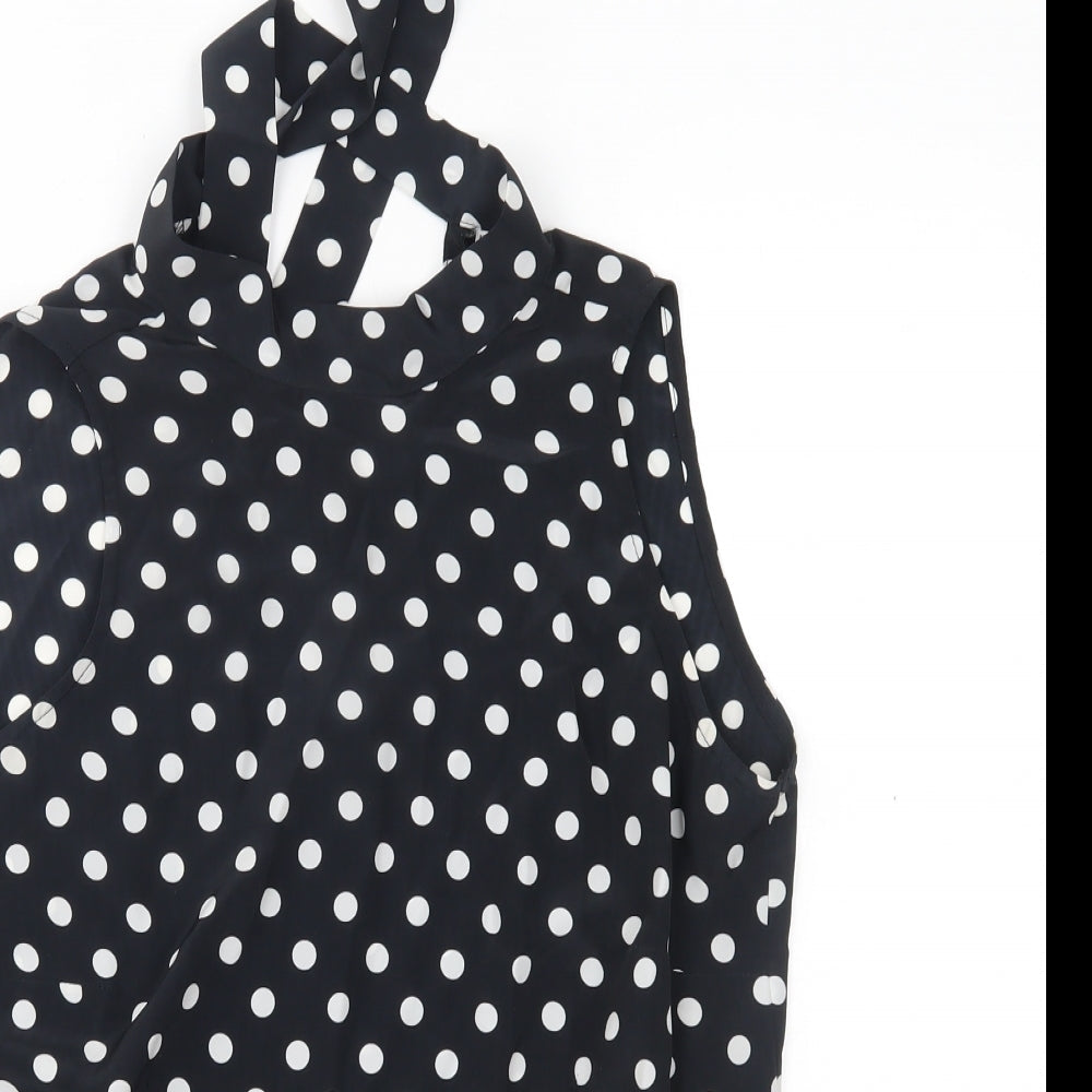 maria bellesy Womens Black Polka Dot  Basic Blouse One Size