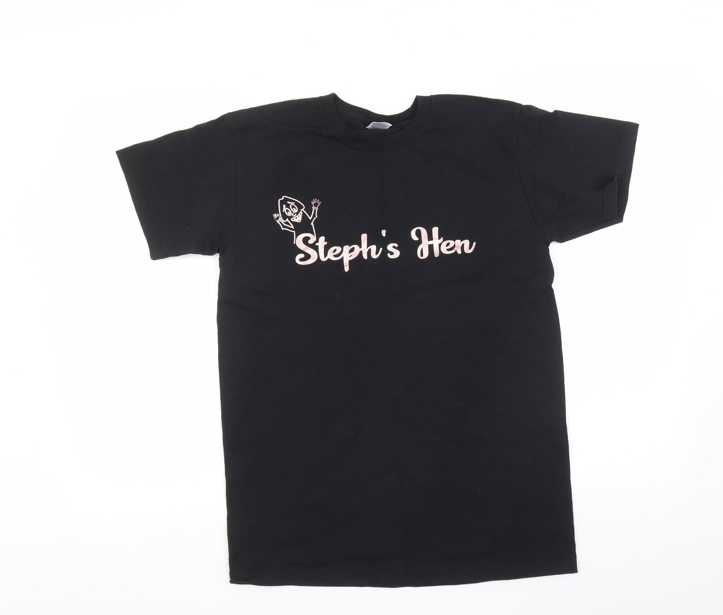Womens UK Size S Fruit of the Loom Black Basic T-Shirt