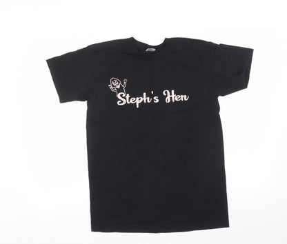 Womens UK Size S Fruit of the Loom Black Basic T-Shirt