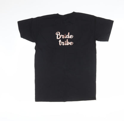Womens UK Size S Fruit of the Loom Black Basic T-Shirt