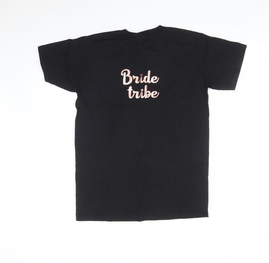 Womens UK Size S Fruit of the Loom Black Basic T-Shirt