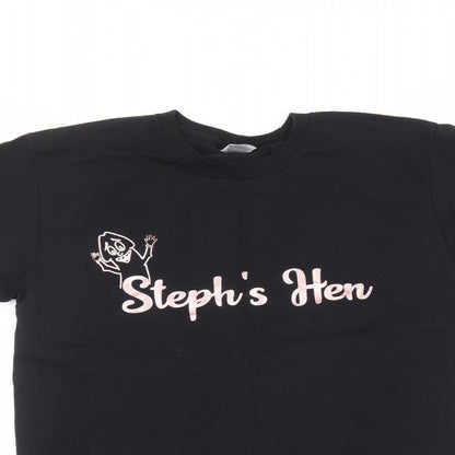 Womens UK Size S Fruit of the Loom Black Basic T-Shirt