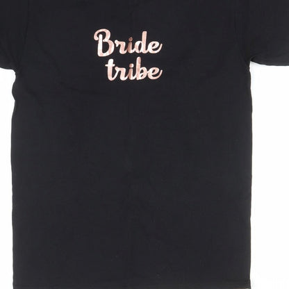 Womens UK Size S Fruit of the Loom Black Basic T-Shirt