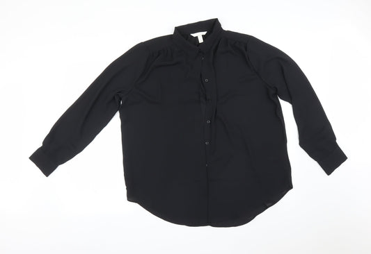Womens UK Size M H&M Black Basic Button-Up