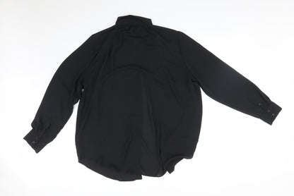 Womens UK Size M H&M Black Basic Button-Up