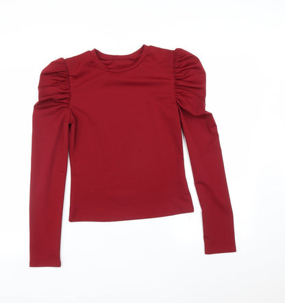 Womens UK Size S Preworn Red Basic T-Shirt