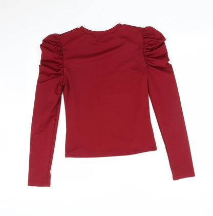 Womens UK Size S Preworn Red Basic T-Shirt