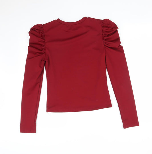 Womens UK Size S Preworn Red Basic T-Shirt