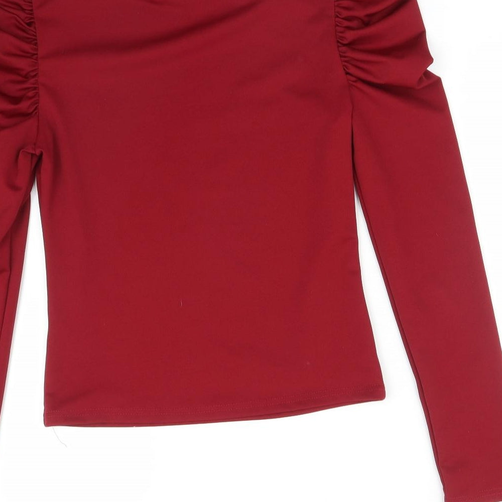 Womens UK Size S Preworn Red Basic T-Shirt