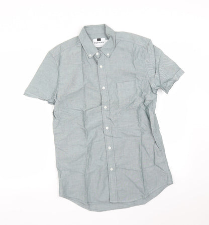 Mens UK Size S Topman Green  Button-Up Short Sleeve Casual Shirt