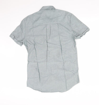 Mens UK Size S Topman Green  Button-Up Short Sleeve Casual Shirt