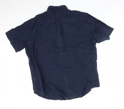 Mens UK Size  John Lewis Blue  Button-Up Short Sleeve Casual Shirt