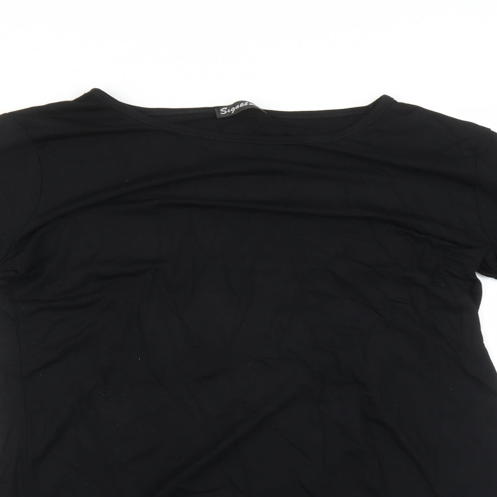 Womens UK Size  Signature Black Basic T-Shirt