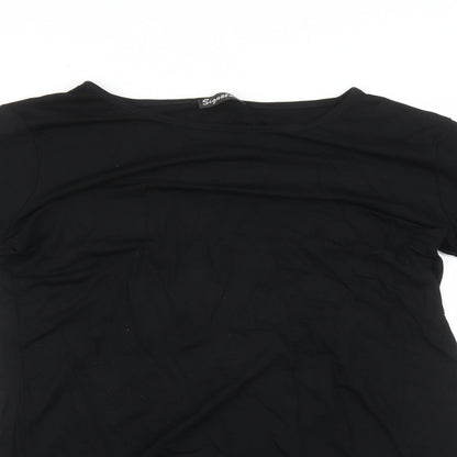 Womens UK Size  Signature Black Basic T-Shirt