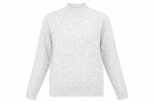 Front view of ISLE women’s grey argyle/diamond jumper, size S