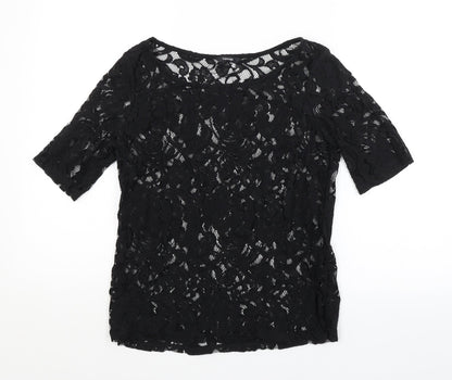 George Womens Black Floral  Basic Blouse Size 12