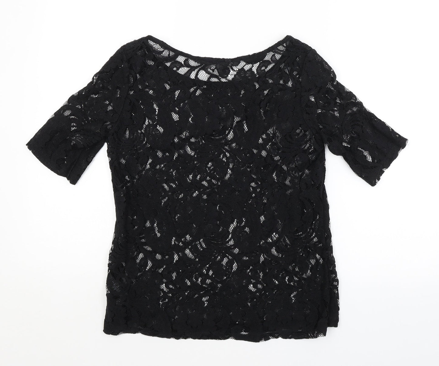 George Womens Black Floral  Basic Blouse Size 12