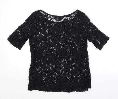 George Womens Black Floral  Basic Blouse Size 12