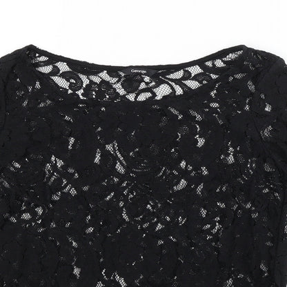 George Womens Black Floral  Basic Blouse Size 12